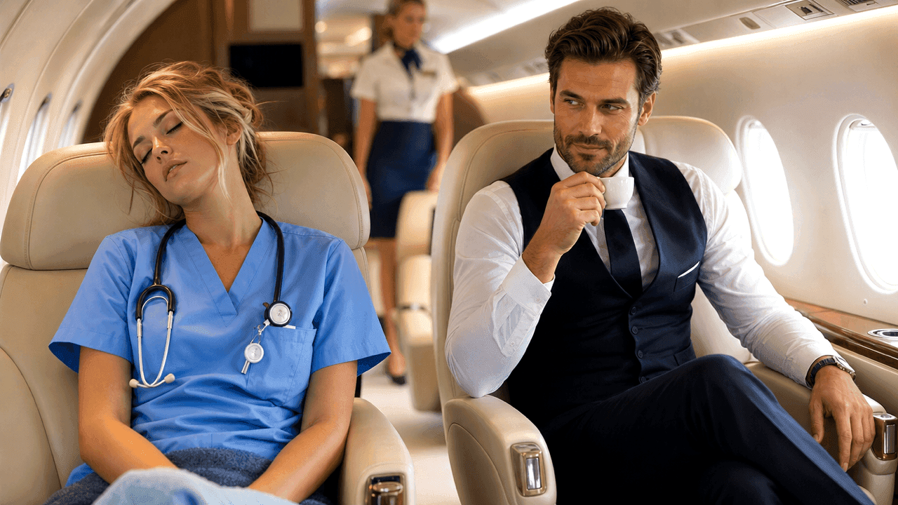 A Poor Nurse Entered the Wrong Plane... Unaware It Belonged to a Billionaire